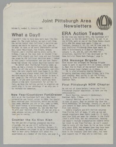 Joint Pittsburgh Area Newsletter, Vol. 5 No. 1-6