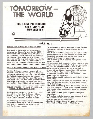 The First Pittsburgh City Chapter Newsletter: Tomorrow the World