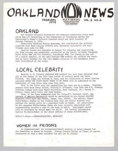 Oakland NOW News, Vol. 1 No. 2