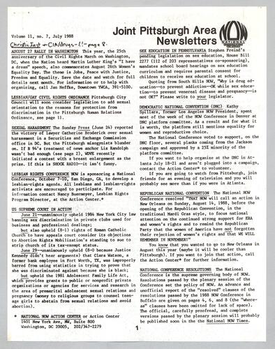 Joint Pittsburgh Area Newsletter, Vol. 11 No. 7-12
