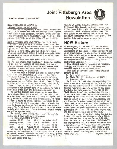 Joint Pittsburgh Area Newsletter, Vol. 10 No. 1-4