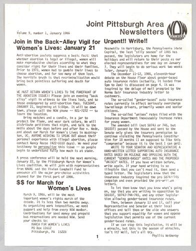Joint Pittsburgh Area Newsletter, Vol. 9 No. 1-6