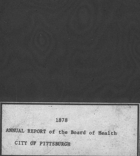 Department of Public Health Annual Report, 1878