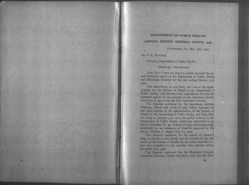 Department of Public Health Annual Report, 1909