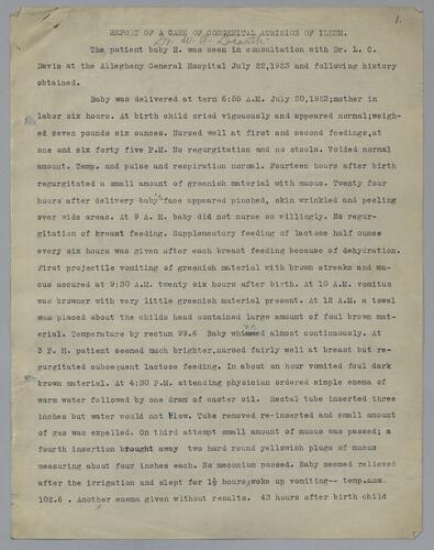 Dr. W. A. Dearth, "Report of a Case of Congenital Atrision of Ileum"