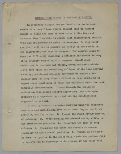 Dr. Nelson P. Davis, "Empyema with Report of Ten Case Histories"