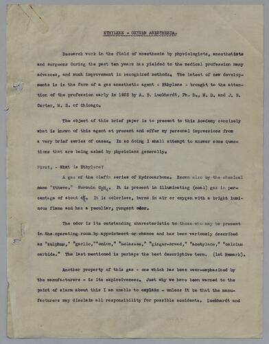 "Ethylene-Oxygen Anaesthesia"