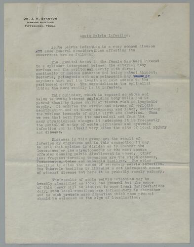 Dr. J. R. Stanton, "Acute Pelvic Infection"