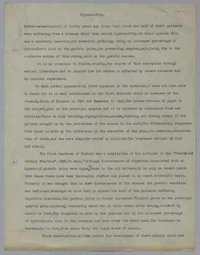 Dr. Elliott B. Edie, "Hyperacidity"