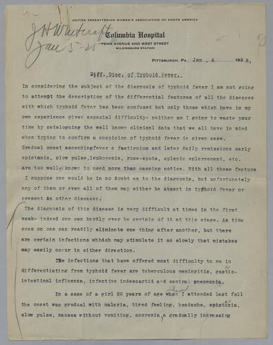 Dr. J. H. Whitcraft, "Diff. Diag. of Typhoid Fever"