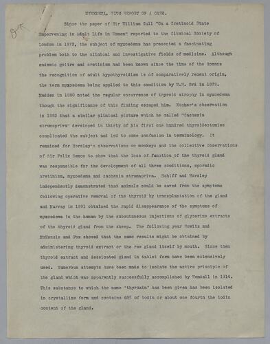 Dr. T. McC. Mabon, "Myxedema, with Report of a Case"