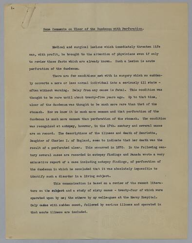 Dr. N. N. Donaldson, "Some Comments on Ulcer of the Duodenum with Perforation"