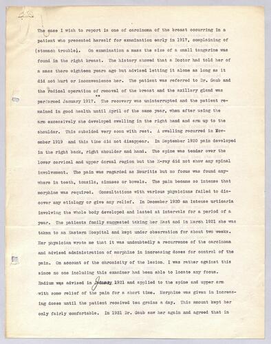 Dr. James M. Long, A case of carcinoma of the breast