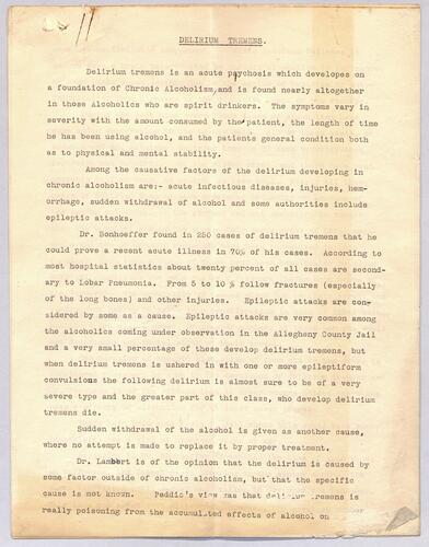 "Delirium Tremens"