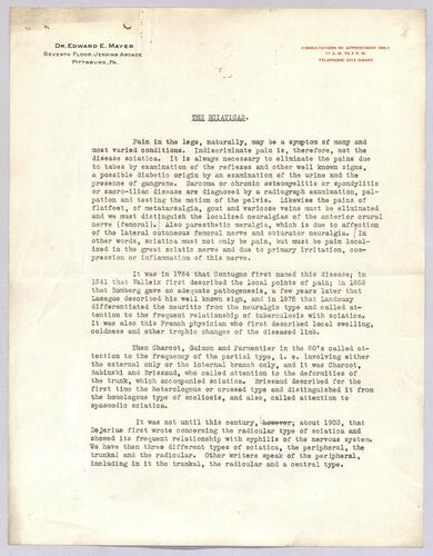 Dr. Edward E. Mayer, "The Sciaticas"