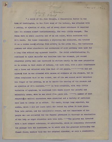 Dr. H. C. Flood, "Pyloric Stenosis"