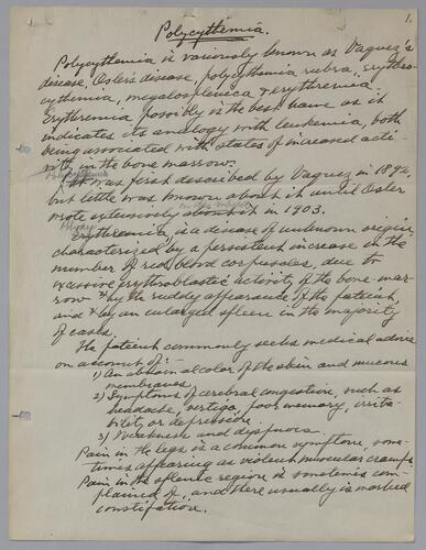 Dr. Sydney K. [Fenollosa?], "Polycythemia"