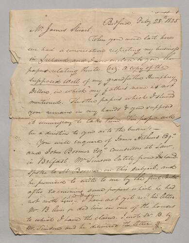Humphrey Dillon to James Stuart