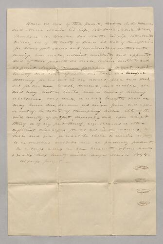 Legal Document, March, 1844
