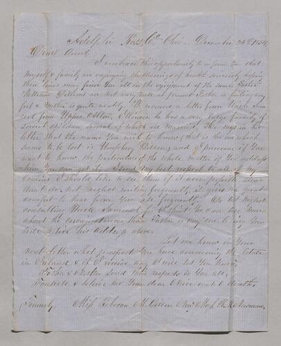Rebecca M. Dillon Newman to Martha Dillon