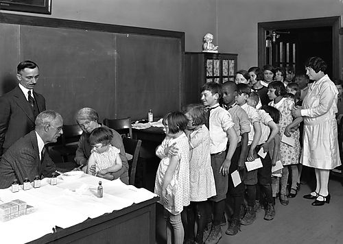 Children in Line for Inoculations