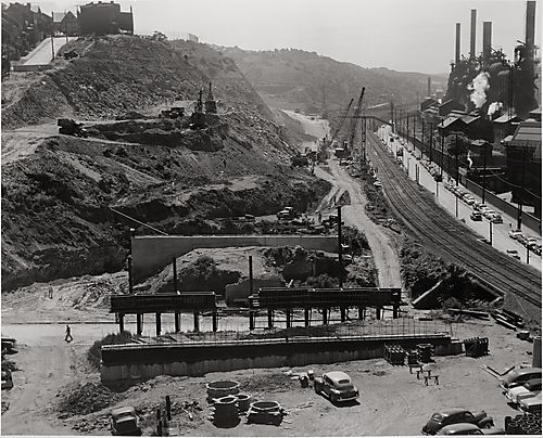 (Industry: Construction of the Penn-Lincoln Parkway at Bates Street)