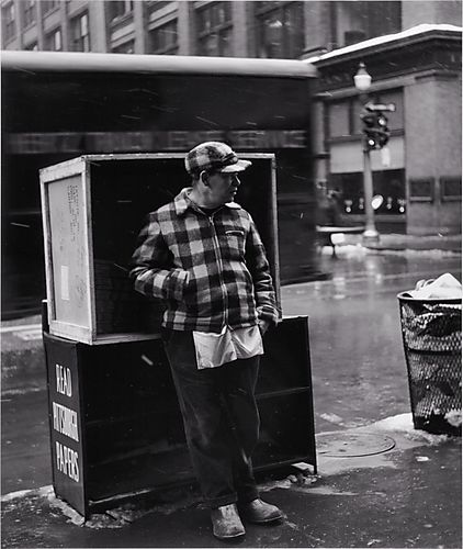 (Downtown Street Scene: Newspaper Vendor on Wood Street)