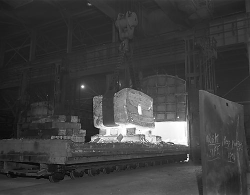 Ingot Hoisted from Car-Bottom Furnace