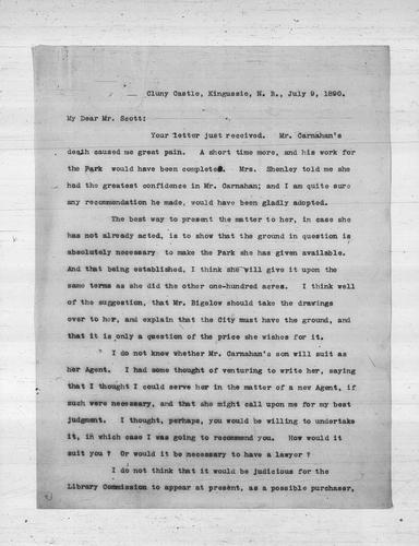 Andrew Carnegie to James B. Scott, Esq., July 9, 1890