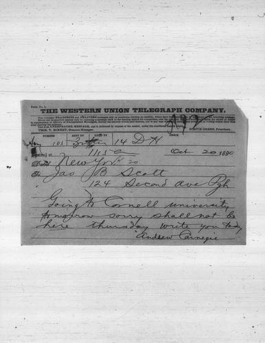 Andrew Carnegie to James B. Scott, Esq., October 20, 1890