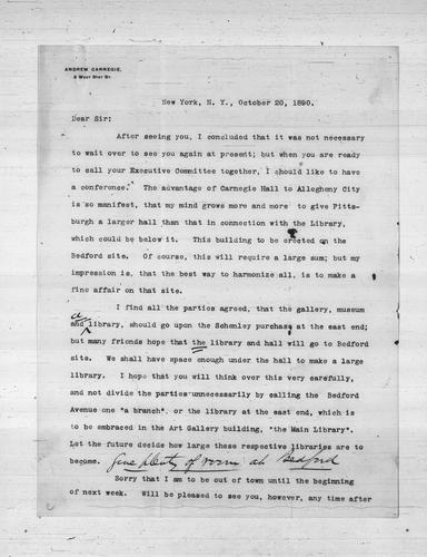 Andrew Carnegie to James B. Scott, Esq., October 20, 1890
