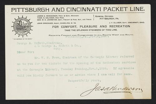 Letter to George A. Macbeth from James A. Henderson, November 4, 1895