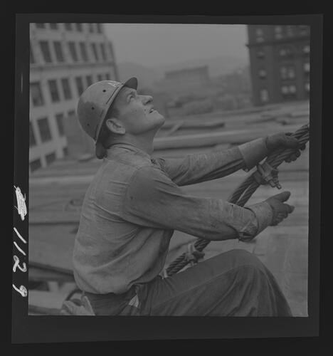 Construction Worker at Site of U.S. Steel-Mellon Building