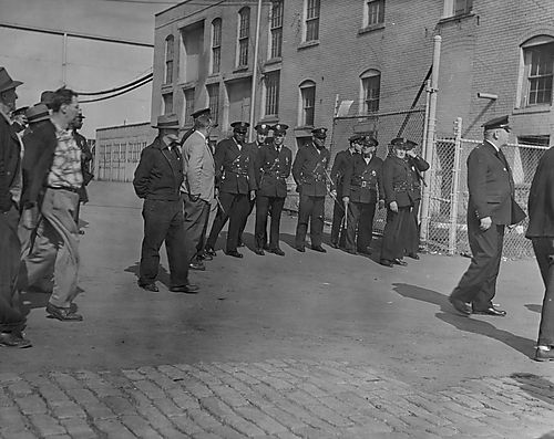 Police Guard the Plant Gate