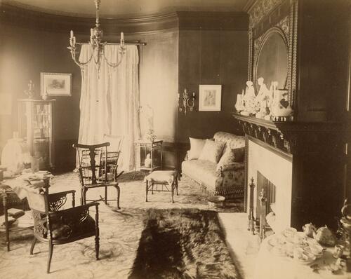 Interior parlor or sitting room of the Allegheny City home of Lewis and Emma Riddle Irwin