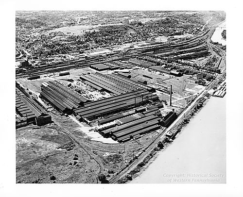 Aerial view of the Dravo Corporation McKees Rocks Terminal