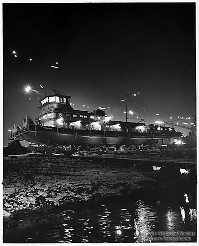 Night Scene at Dravo Corporation's Neville Island Shipyard