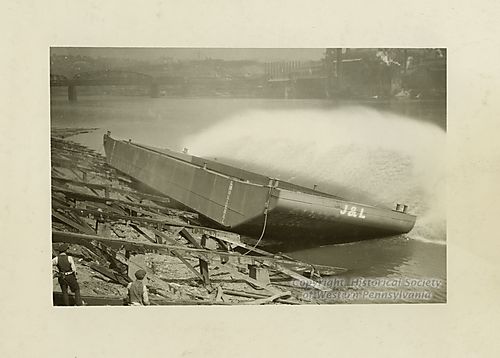 Launching a River Barge