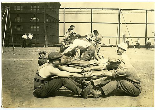 Men exercising in Washington Park