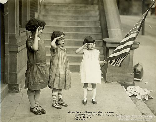 Irene Kaufmann Settlement children salute the Flag
