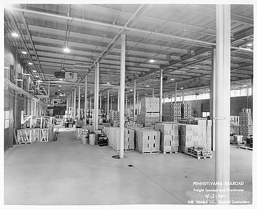 Interior of Pennsylvania Railroad Freight Terminal and Warehouse