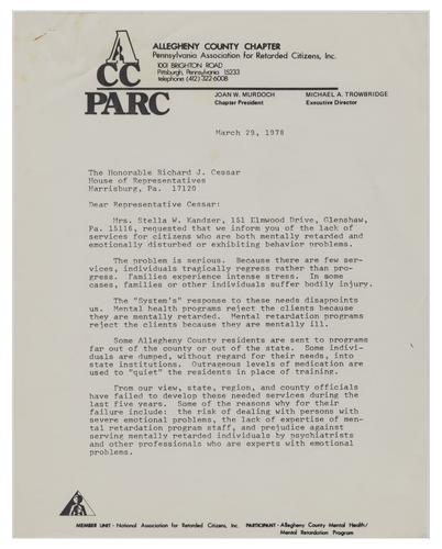 Letter from Bob Nelkin to Representative Richard J. Cessar