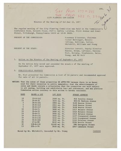 City Planning Commission Meeting Minutes