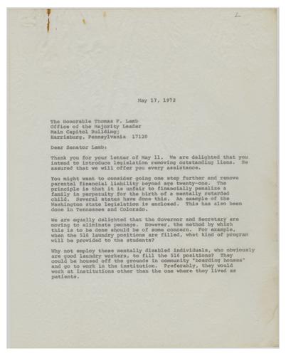 Letter from Charles Peters to Thomas Lamb