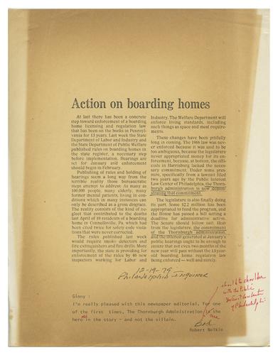 "Action on Boarding Homes" Article
