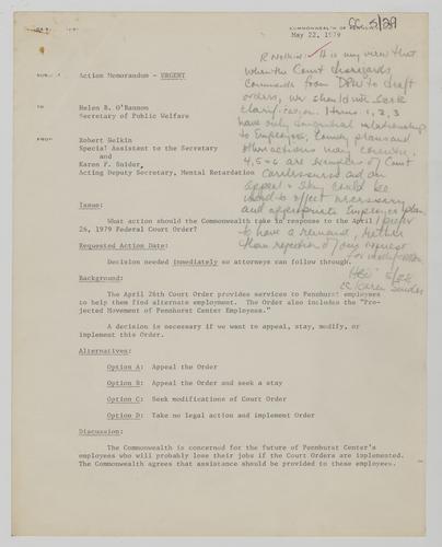 Action Memorandum from Bob Nelkin