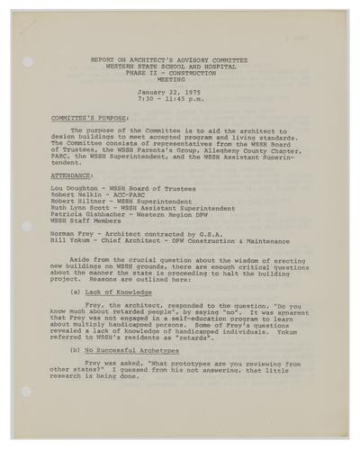 Report on Architect's Advisory Committee Meeting