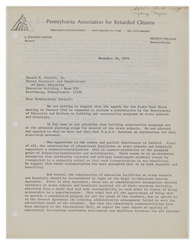 Letter from Roger E. Buchanan and Marlene Burda to Donald M. Carroll Jr.