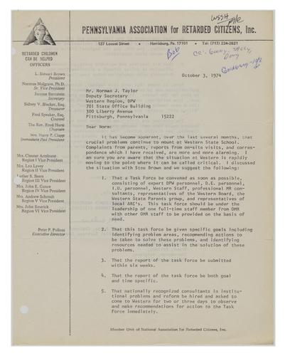 Letter from Marlene Burda to Norman J. Taylor