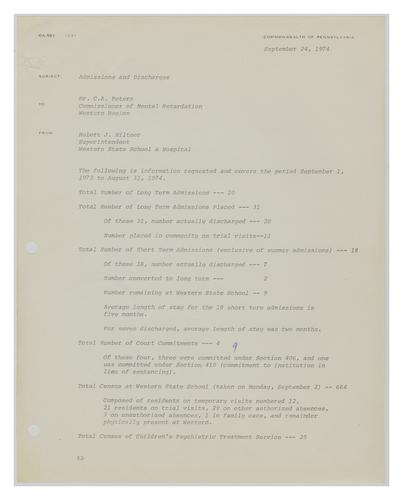 Memo from Robert J. Hiltner to Charles Peters